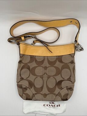 Coach Small Duffle Crossbody Purse with Sunflower Yellow Trim